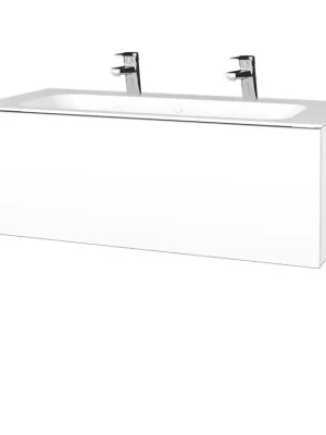 Značkový Koupelnová skříňka VARIANTE SZZ 100 pro umyvadlo Finion se 2 otvory pro baterii - M01 Bílá mat / M01 Bílá mat