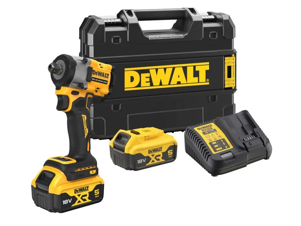 Značkový DEWALT DCF922P2T 18V AKU BEZUHLÍKOVÝ RÁZOVÝ UTAHOVÁK 1/2", 2 X 5,0 AH BATERIE XR LI-ION, NABÍJEČKA, KUFR T-STAK