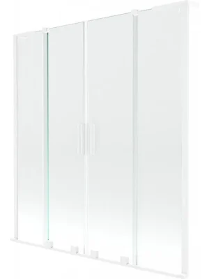 Zlevněný MEXEN/S - Velar L Duo dvoukřídlá posuvná vanová zástěna 150 x 150, transparent, bílá 896-150-003-02-20