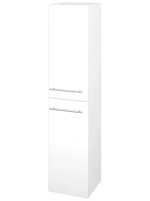 Značkový Vysoká skříň s košem DOS SVD2K 35 - N01 Bílá lesk / Úchytka T02 / N01 Bílá lesk / Pravé