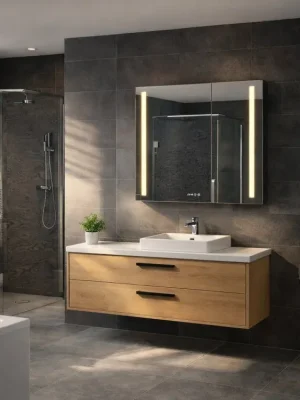 Jen Po Omezenou Doba Dvoukřídlá galerka Elisa 80x70 cm | LED osvětlení, hodiny a zásuvka