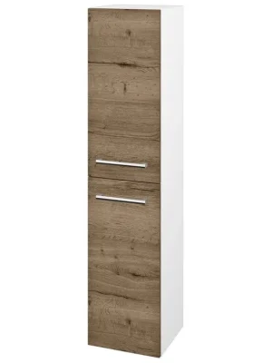 Akce Vysoká skříň s košem DOS SVD2K 35 - N01 Bílá lesk / Úchytka T03 / D21 Tobacco / Levé