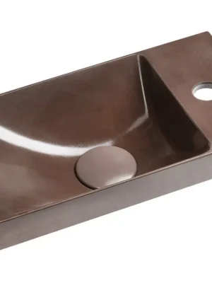 AGOS betonové umývátko 40x22cm, levé/pravé, tmavě hnědá pololesk - koupelny-sanita.cz Nakupujte Hned