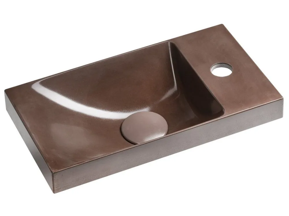 AGOS betonové umývátko 40x22cm, levé/pravé, tmavě hnědá pololesk - koupelny-sanita.cz Nakupujte Hned