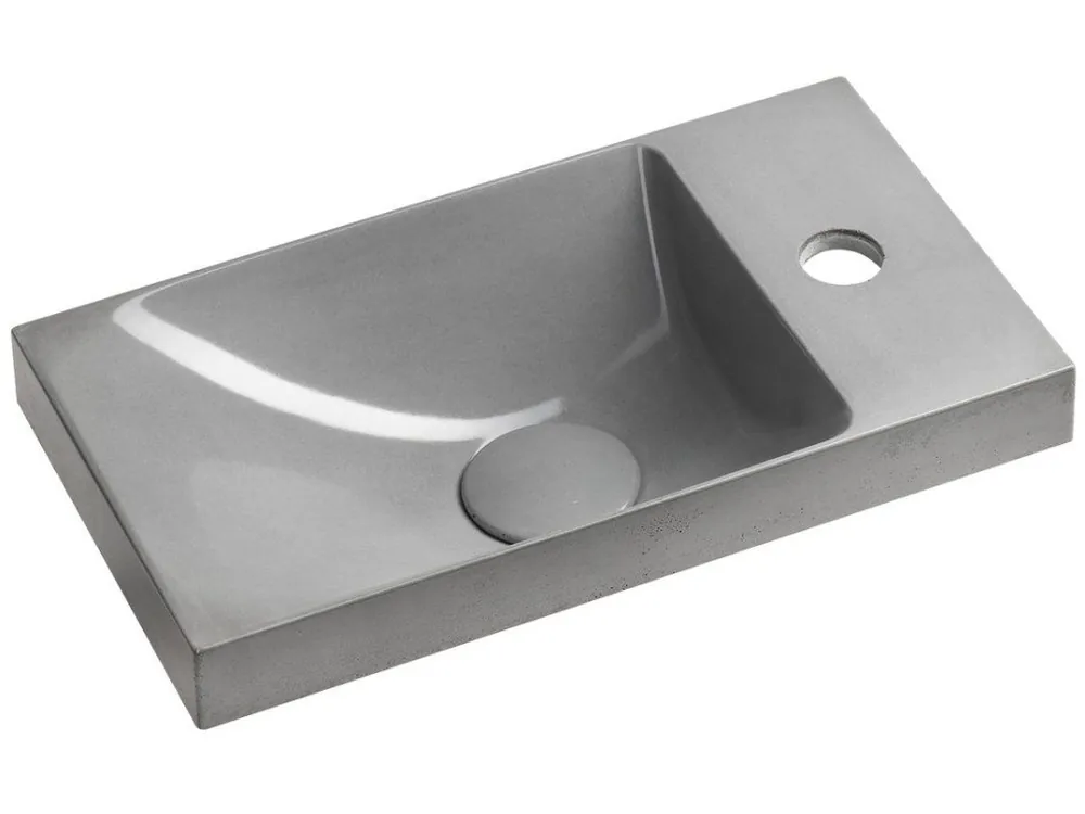 Odeslání Ihned AGOS betonové umývátko 40x22cm, levé/pravé, šedá pololesk - koupelny-sanita.cz