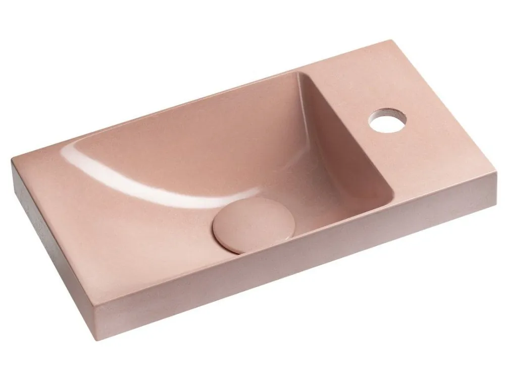 Super Cena AGOS betonové umývátko 40x22cm, levé/pravé, růžová pololesk - koupelny-sanita.cz