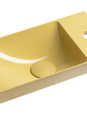 Oblíbený AGOS betonové umývátko 40x22cm, levé/pravé, žlutá pololesk - koupelny-sanita.cz