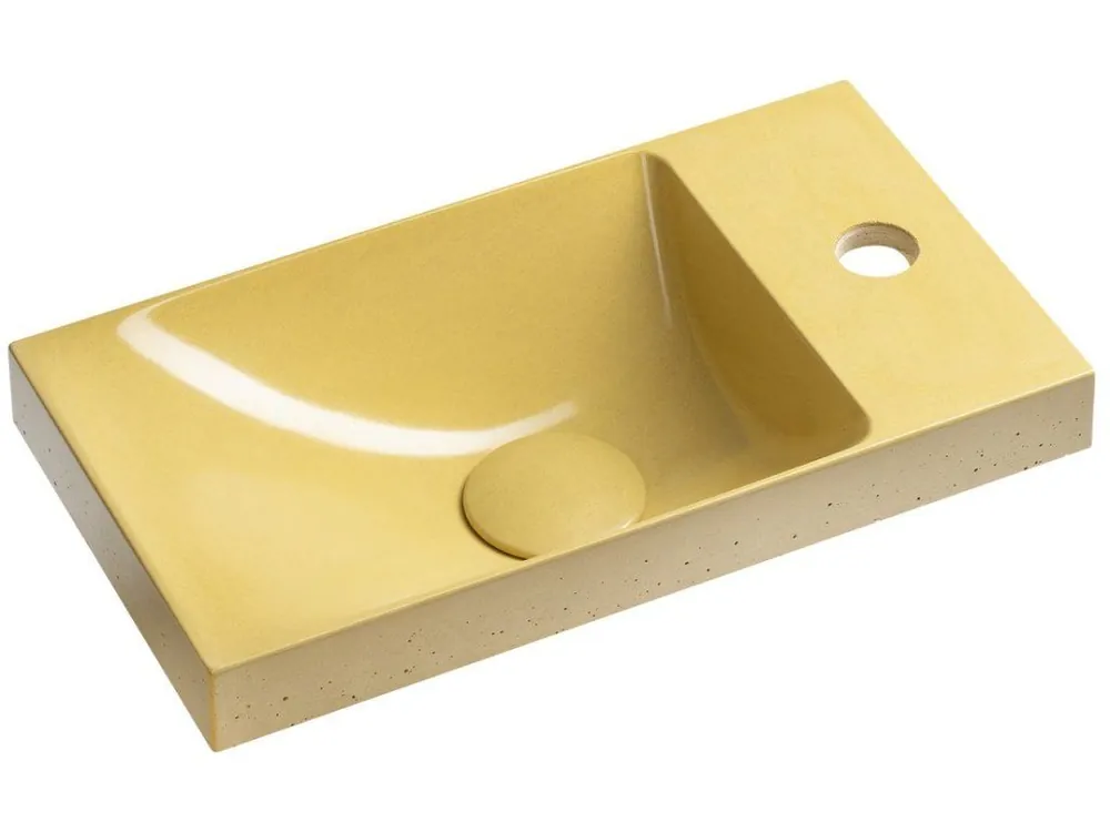 Oblíbený AGOS betonové umývátko 40x22cm, levé/pravé, žlutá pololesk - koupelny-sanita.cz