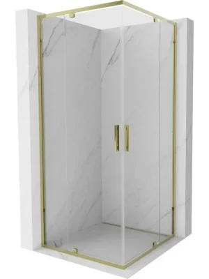Akce MEXEN - Exo čtvercový křídlový sprchový kout 80 x 80, transparent, zlato 8110-080-080-50-00