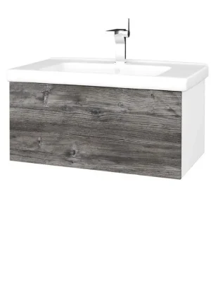 Značkový Koupelnová skříňka VARIANTE SZZ 80 (umyvadlo Harmonia) - N01 Bílá lesk / D10 Borovice Jackson