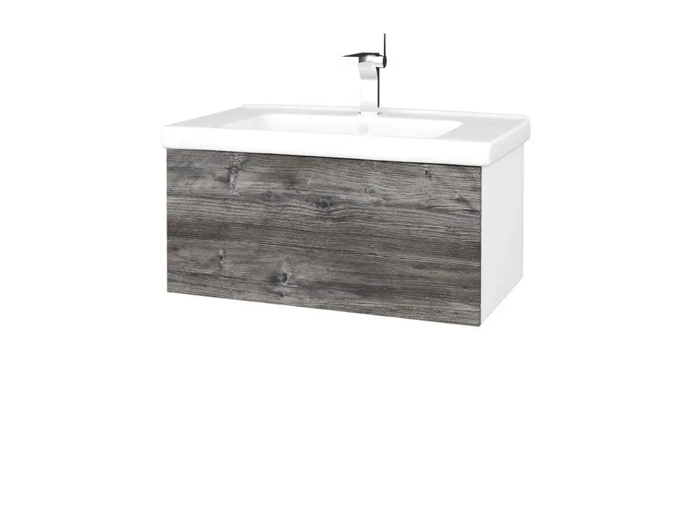 Značkový Koupelnová skříňka VARIANTE SZZ 80 (umyvadlo Harmonia) - N01 Bílá lesk / D10 Borovice Jackson