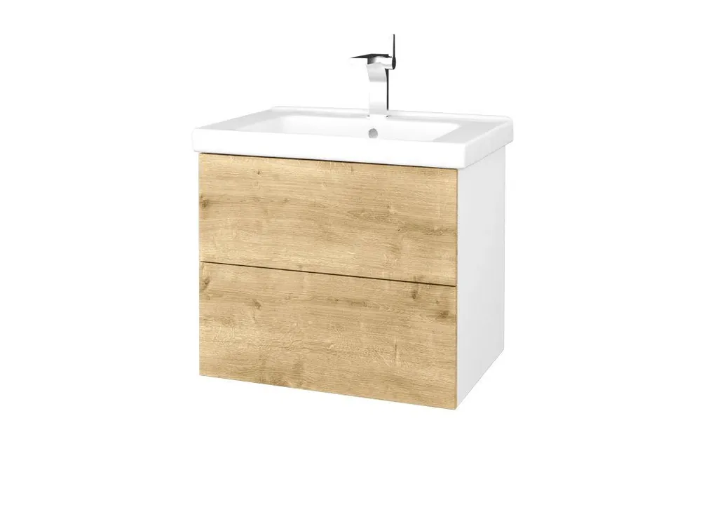 Zlevněný Koupelnová skříňka VARIANTE SZZ2 65 (umyvadlo Harmonia) - N01 Bílá lesk / D09 Arlington