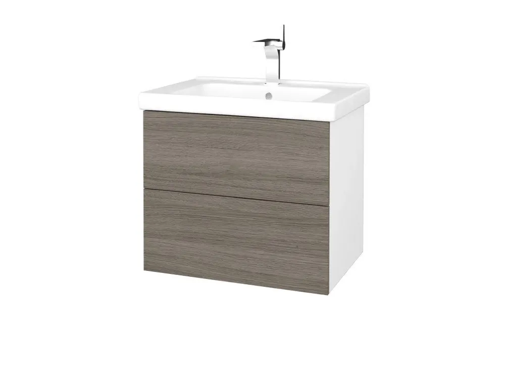 Zlevněný Koupelnová skříňka VARIANTE SZZ2 65 (umyvadlo Harmonia) - N01 Bílá lesk / D03 Cafe