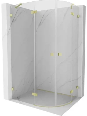 Zlevněný MEXEN/S - Lunar sprchový kout čtvrtkruh křídlový levá 90 x 80, transparent, zlato kartáčovaná 833-090L-080P-55-00