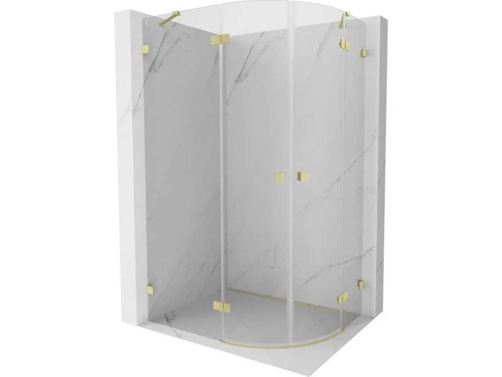 Zlevněný MEXEN/S - Lunar sprchový kout čtvrtkruh křídlový levá 90 x 80, transparent, zlato kartáčovaná 833-090L-080P-55-00