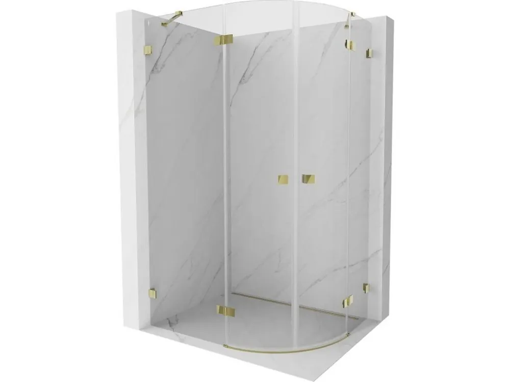 Značkový MEXEN/S - Lunar sprchový kout čtvrtkruh křídlový levá 100 x 80, transparent, zlato 833-100L-080P-50-00